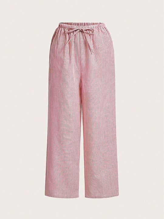 Damen Weite Sommerhose mit komfortablem Gummibund und Streifenmuster R&B