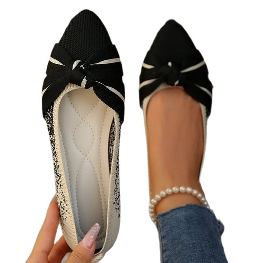 Damen Elegante Ballerinas mit dekorativem Knoten R&B