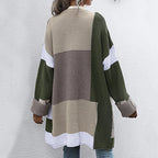 Damen lässige Strickjacke mit geometrischem Muster und offenen Ärmeln R&B