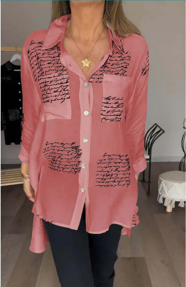 Damen Bluse mit modernem Schreibdesign und lockerer Passform R&B