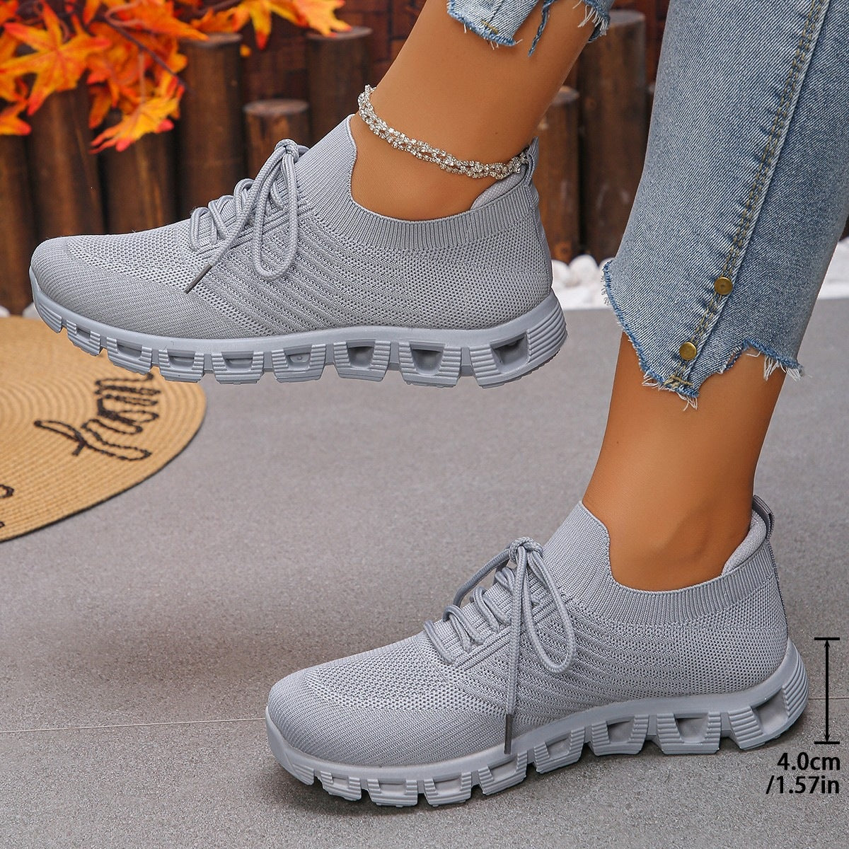 Damen Ultraleichte Sport-Sneaker mit atmungsaktiver Strickoberfläche R&B