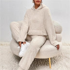 Damen Fleece-Loungewear-Set mit Kapuze und Taschen