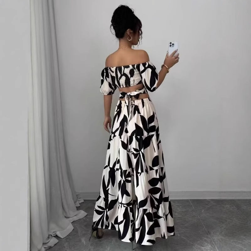 Damen Maxikleid mit floralem Cut-Out und Rüschendetails R&B