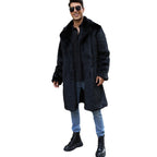 Herren Luxus Kunstfellmantel mit breitem Kragen R&B