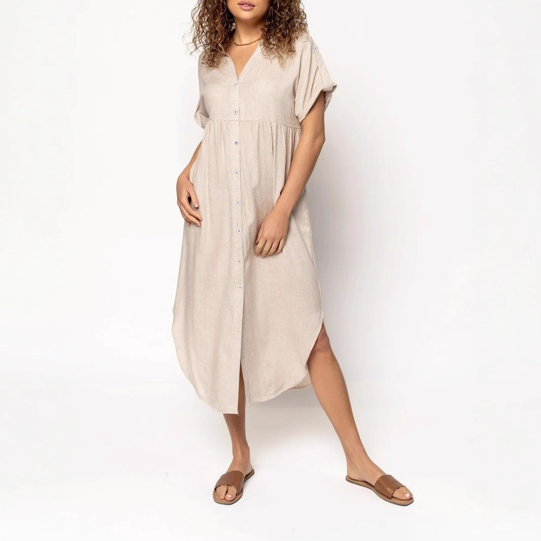 Damen Hemdkleid mit bodenlangem Schnitt und Knopfdetails R&B