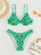Damen Hochgeschnittener Bikini mit gepolstertem Oberteil und verstellbaren Trägern R&B
