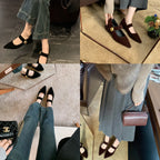 Damen elegante Mary Jane Pumps mit modischem Riemchen und goldener Schnalle R&B