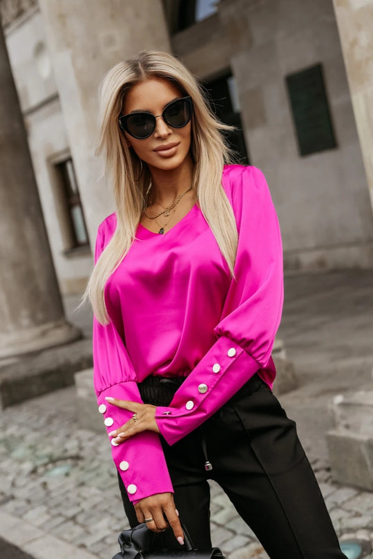 Damen gehobenes Oberteil mit eleganten Knopfdetails R&B