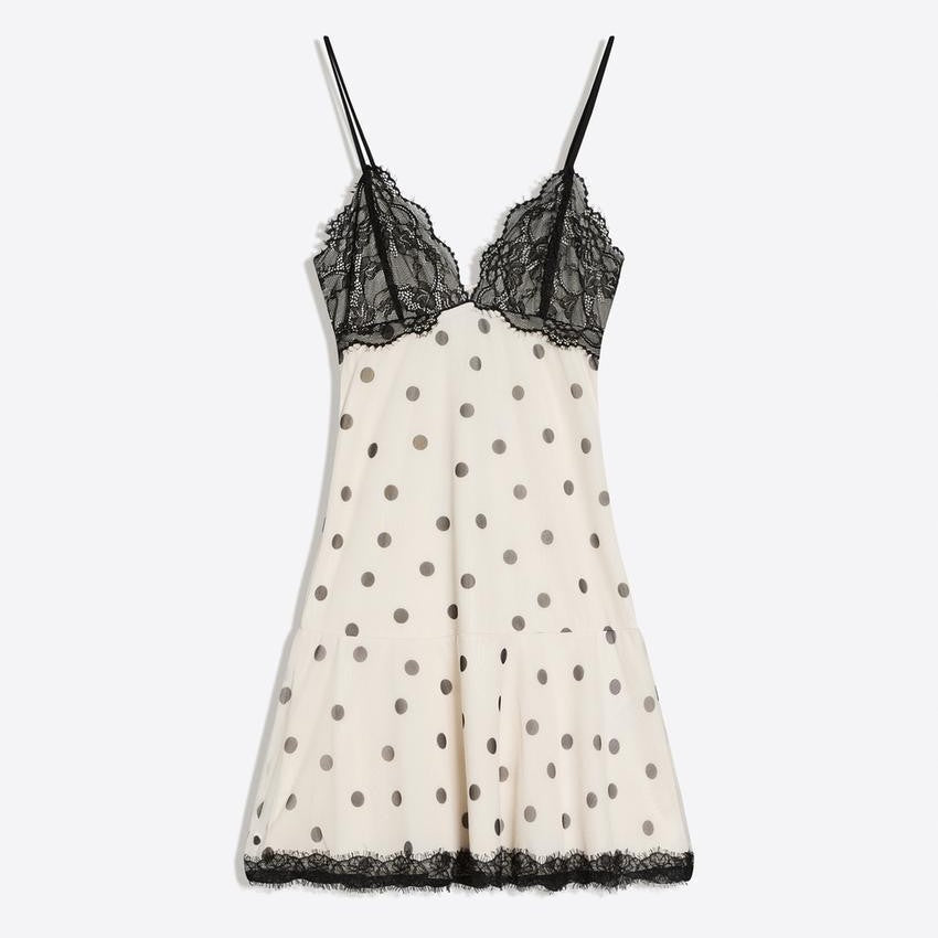 Damen Spitzenkleid mit Punkten und romantischen Details R&B