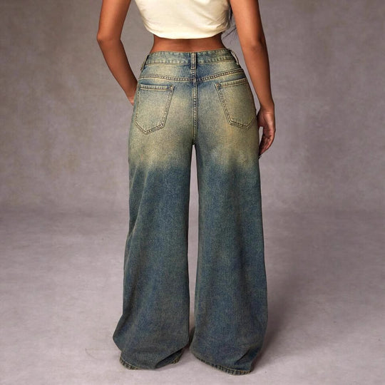 Damen Weite Bootcut-Jeans im lässigen Oversized-Schnitt R&B