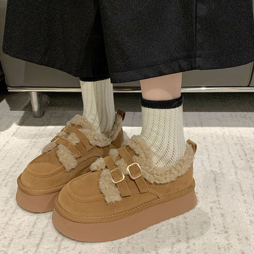 Damen Plüsch Sneaker mit breiten Riemen und dämpfender Sohle R&B