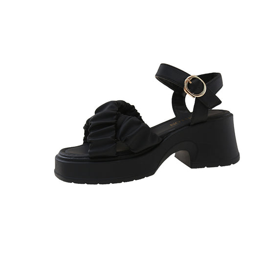 Damen Komfortable Wedge-Sandalen mit verspielt drapiertem Obermaterial R&B