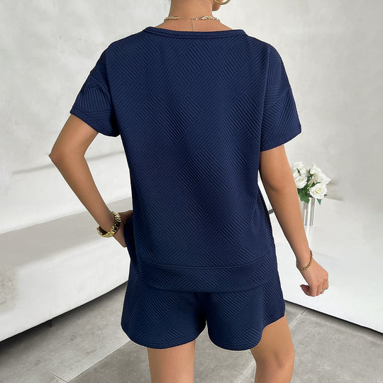 Damen Lässiges Freizeitset mit strukturiertem Oberteil und bequemen Shorts R&B