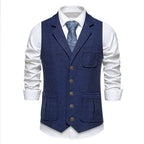 Herren elegante Tweed-Anzugweste mit praktischen aufgesetzten Taschen und klassischem Schnitt