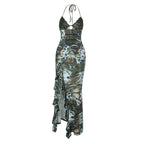 Damen Maxikleid mit Spitzen-Oberteil und asymmetrischem Schlitz R&B