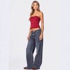 Damen Weite High-Waist Jeans mit praktischen Taschen