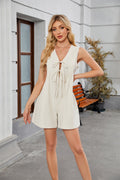 Damen Jumpsuit mit tiefem V-Ausschnitt und Schleifen-Detail R&B