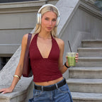 Damen Spitzen-Haltertop mit tiefem V-Ausschnitt R&B
