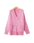 Damen Grobstrick Cardigan mit praktischen Eingrifftaschen und V-Ausschnitt