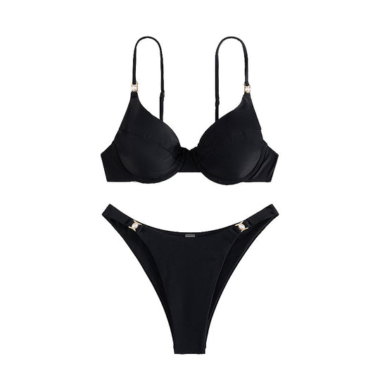 Damen Push-Up Bikini mit modischem Gold-Detail R&B