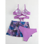 Damen Triangel-Bikini-Set mit hochwertigem Wickel-Oberteil und passendem Rock R&B