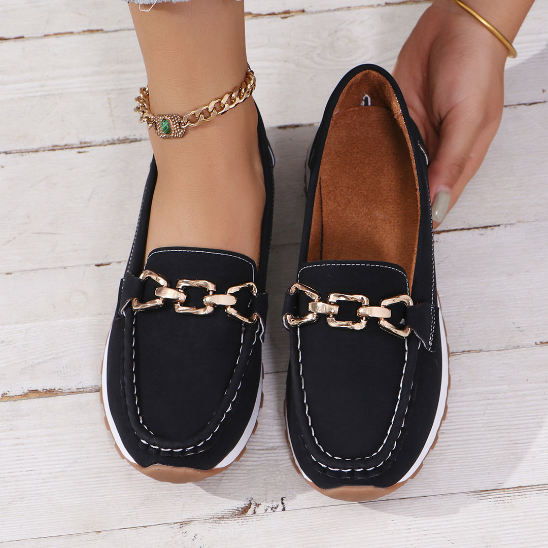 Damen Mokassins mit modischem Ketten-Detail und komfortabler Sohle R&B