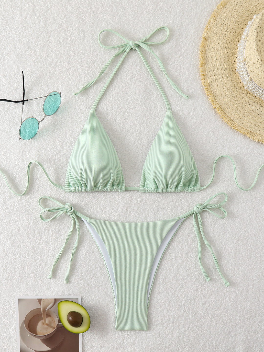 Damen Triangel-Bikini mit verstellbaren Riemen und raffinierten Details R&B