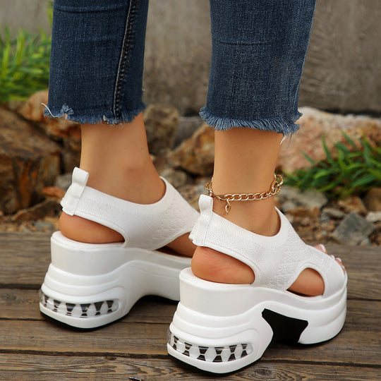 Damen Sportliche Sandalen mit atmungsaktivem Obermaterial und trendiger Plateausohle R&B
