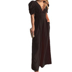 Damen Jumpsuit mit voluminösen Ärmeln und elegantem V-Ausschnitt R&B