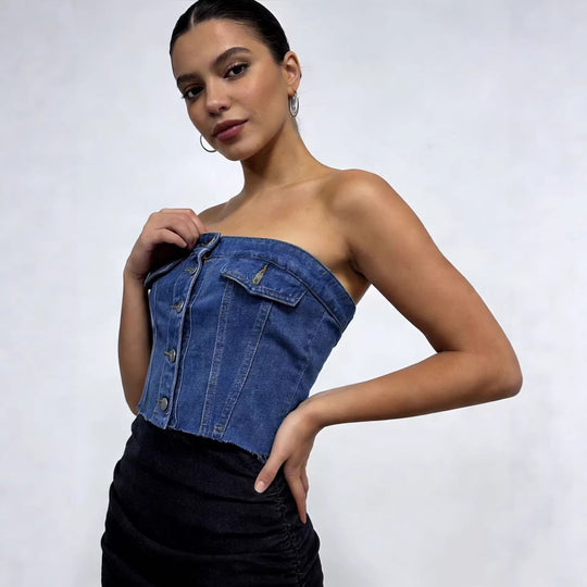 Damen Jeans Bustier Top R&B