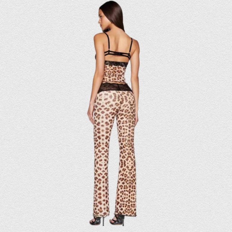 Damen Leggings mit elegantem Spitzenbund und modischem Tiermuster R&B