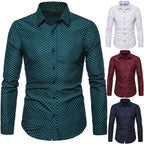 Herren nan gemustertes tailliertes Langarmhemd mit Kentkragen und Stretch R&B