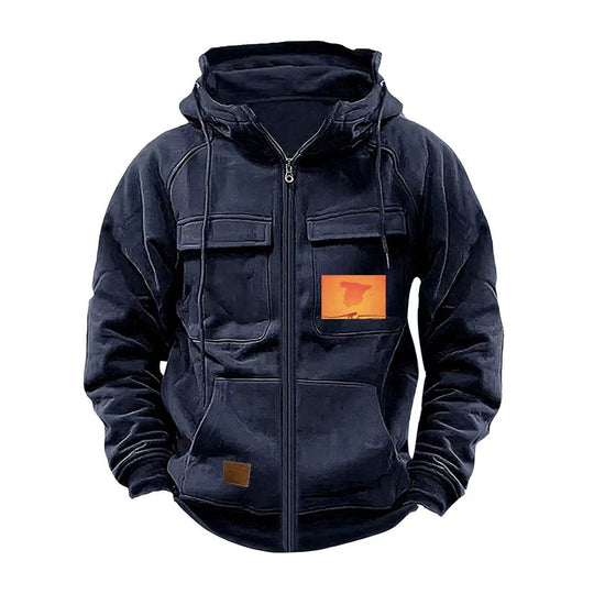 Herren multifunktionale Kapuzenjacke mit praktischen Taschen R&B
