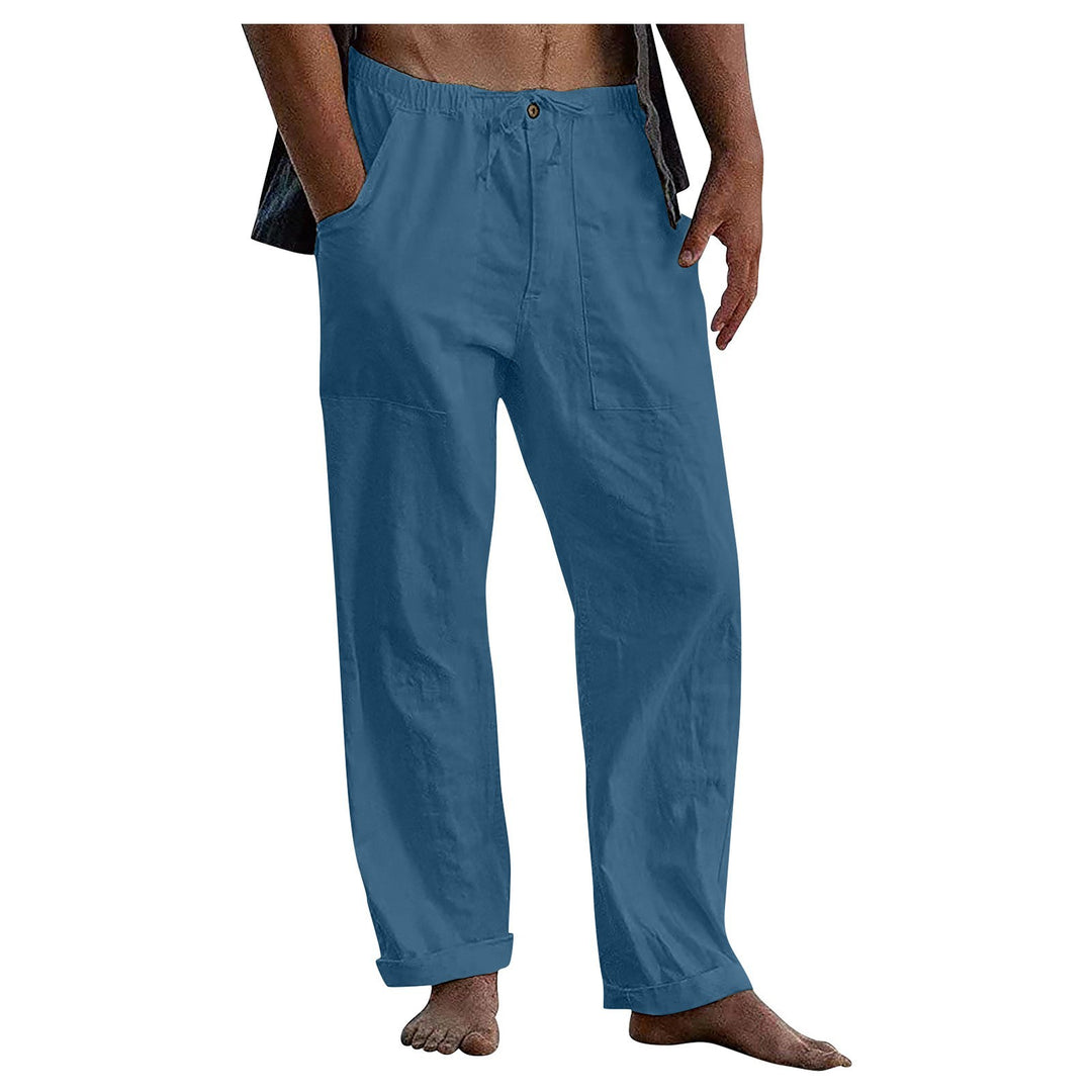 Herren Relaxed Fit Leinenhose mit elastischem Bund und praktischen Taschen R&B