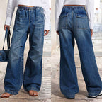 Damen Weite Denim-Hose mit elastischem Bund und lässigem Schnitt R&B