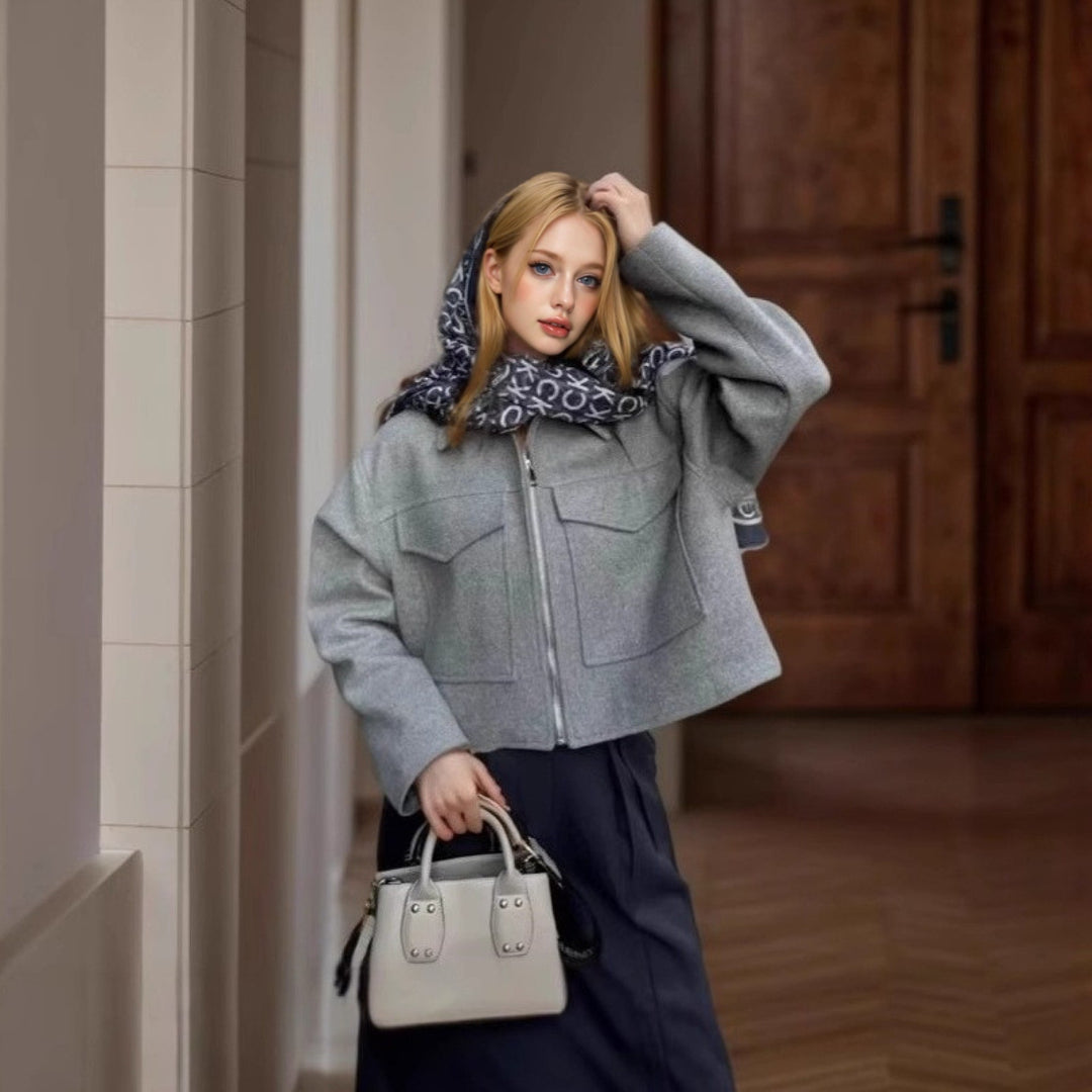 Damen lässige Fleecejacke mit praktischen Taschen und modernem Kragen R&B