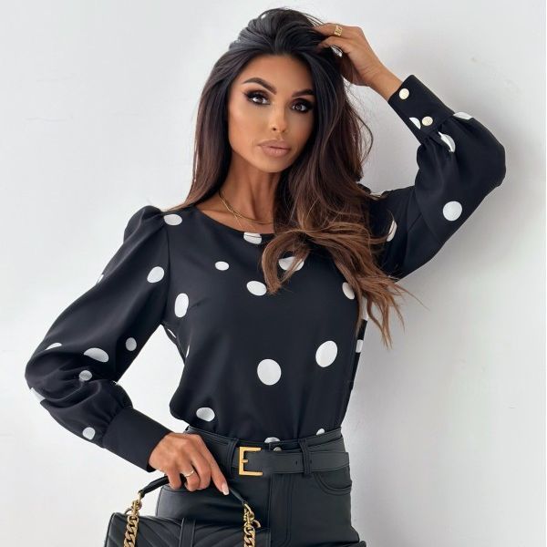 Damen Bluse mit Volantärmel und zeitlosem Punkte-Druck