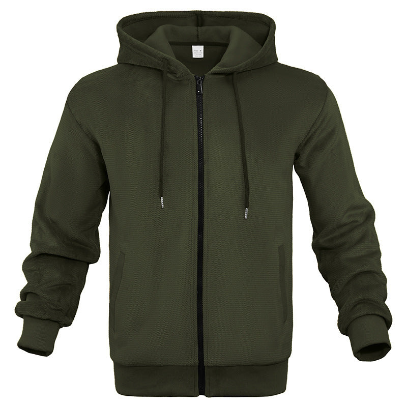 Herren sportlicher Zip-Hoodie aus atmungsaktivem Material mit Taschen R&B
