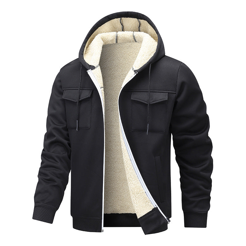 Herren gefütterte Kapuzenjacke im sportlichen Design mit praktischen Taschen R&B
