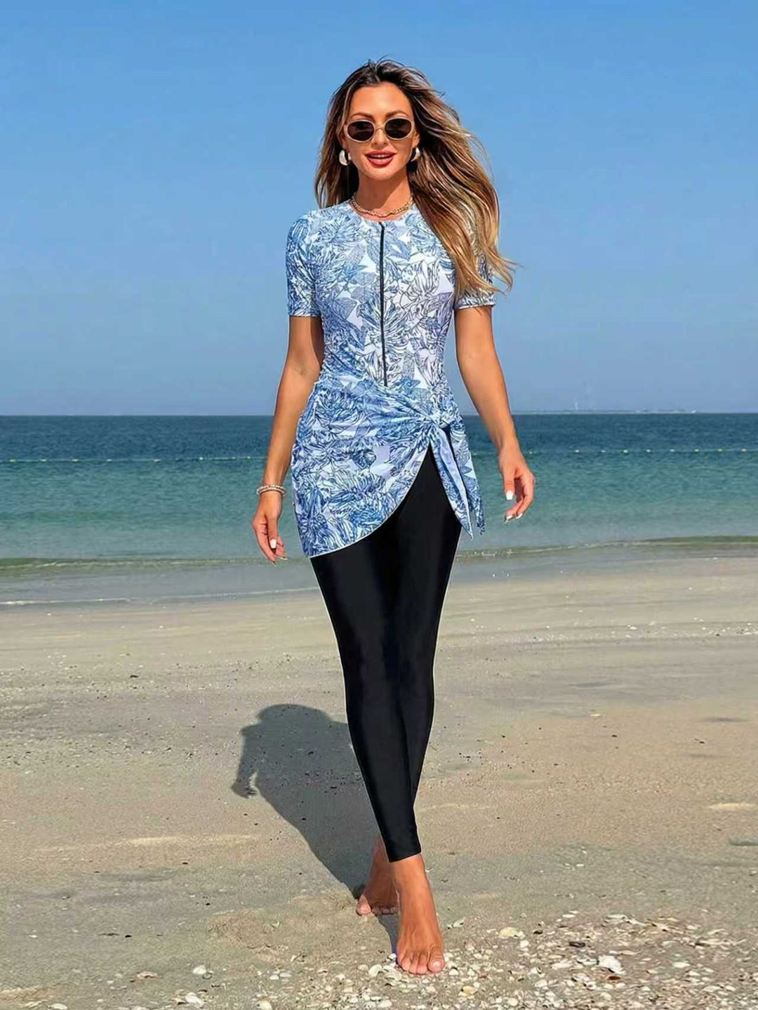 Damen Sportlicher Surfanzug mit asymmetrischem Schnitt und Wickeldetail R&B