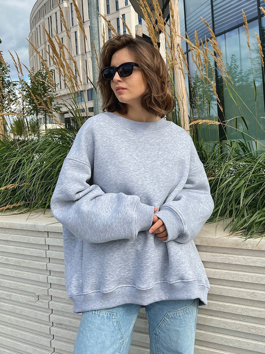 Damen Oversized Sweatshirt im lässigen Stil mit übergroßen Ärmeln und elastischen Bündchen R&B