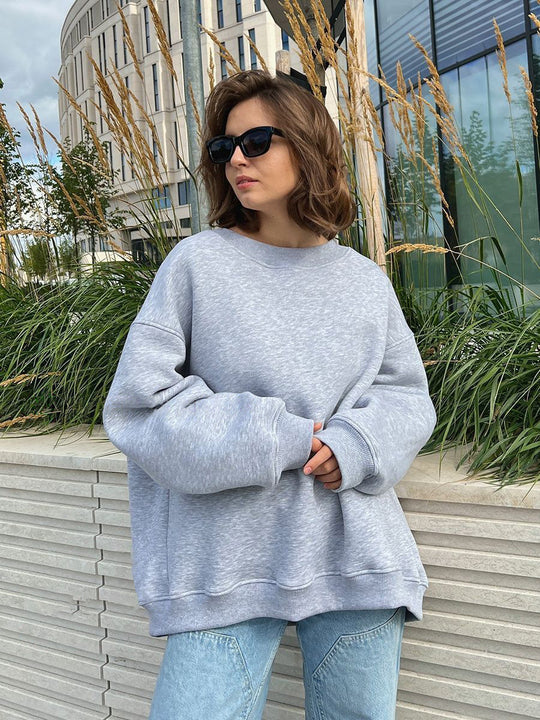 Damen Oversized Sweatshirt im lässigen Stil mit übergroßen Ärmeln und elastischen Bündchen R&B