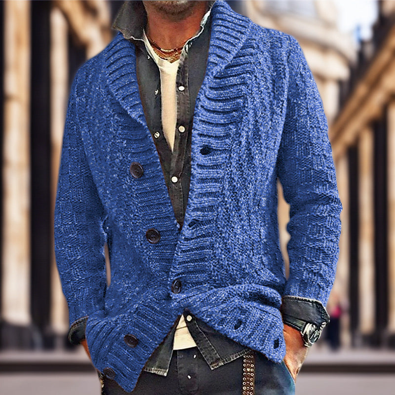 Herren Strickjacke mit großem Schalkragen und strukturiertem Design R&B