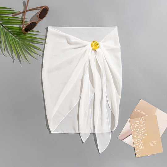 Damen Strandrock mit raffiniertem Knoten und dekorativer Muschelapplikation R&B