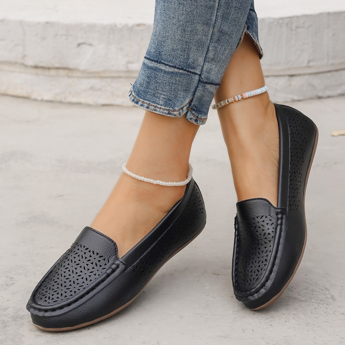 Damen slip-on Loafers mit durchbrochenem Design R&B