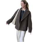 Damen modische Oversized-Jacke mit doppelter Knopfleiste und elegantem Kragen R&B