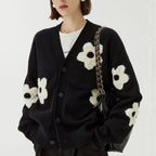 Damen Modischer Strickcardigan mit floralen Applikationen