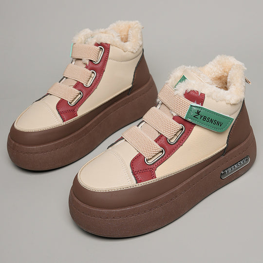 Damen Winterliche High-Top Sneakers mit bequemer Fleece-Wärmepolsterung und sportlichem Design R&B