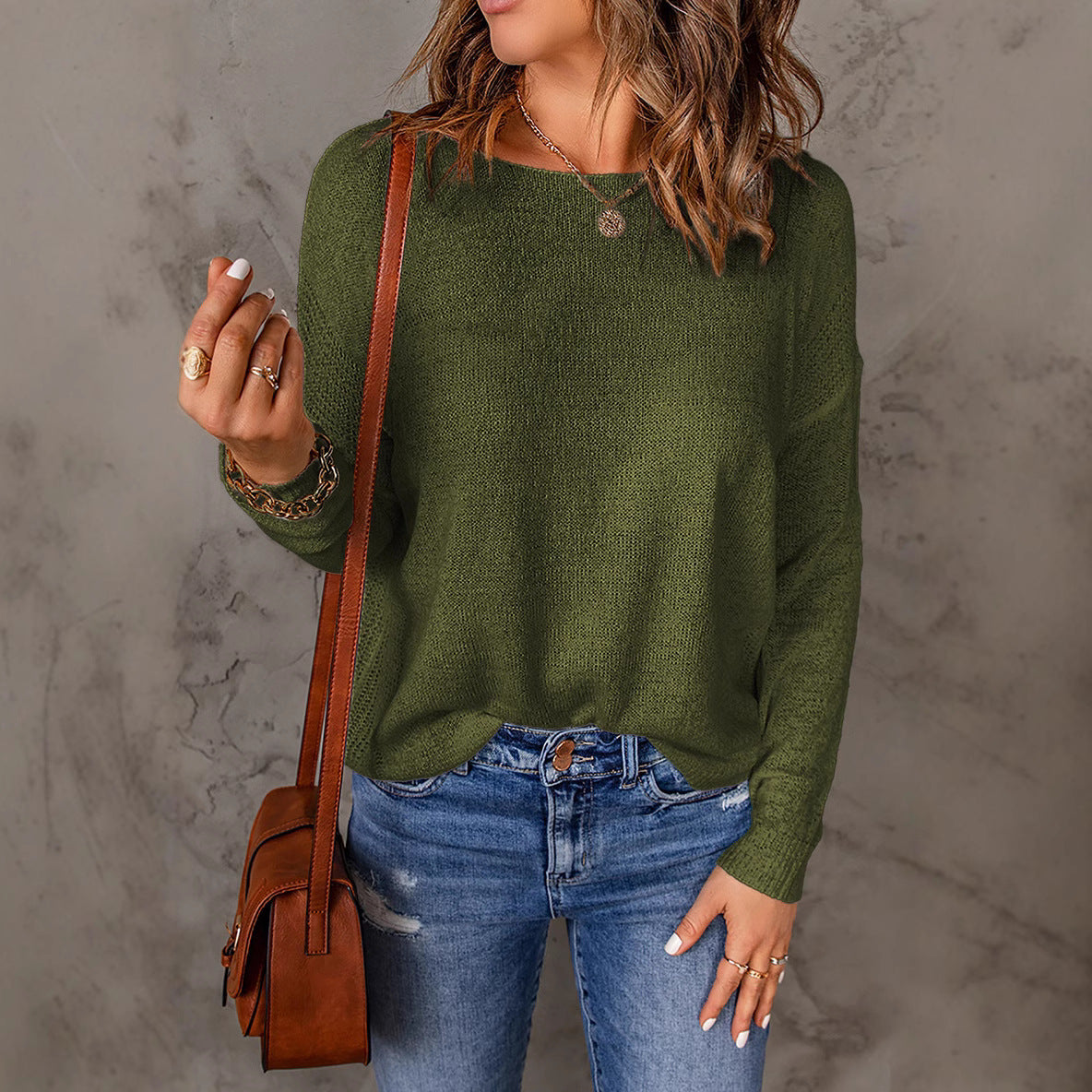 Damen lässiger Strickpullover mit weitem Schnitt und eleganten Details R&B