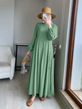 Damen Maxikleid mit strukturiertem Design und Puffärmeln R&B